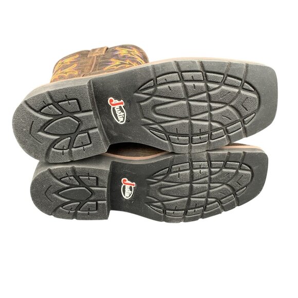 Justin Western Boots Kids Brown Leather Size 3D Rugged Tan Buffalo SK4681 - Picture 9 of 12